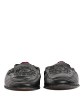 Dolce & Gabbana Black Leather Slip On Men Flat Loafers Shoes